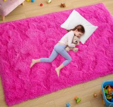 Modern Pink Textured Living Rug